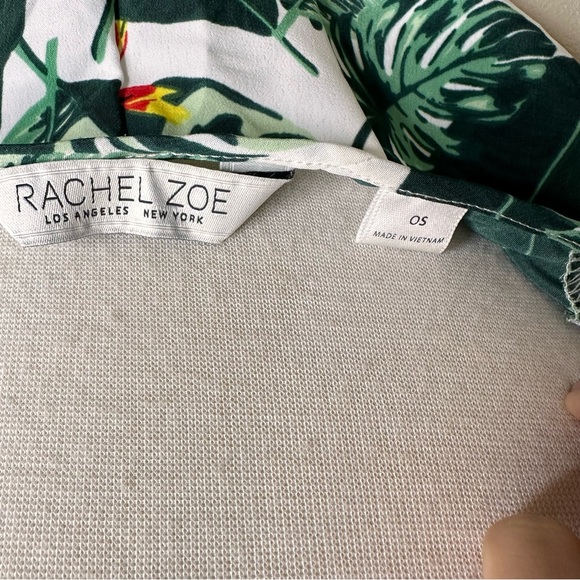 Rachel Zoe OS Green Tropical Palm Open Front Kimono Kaftkan - Picture 7 of 7